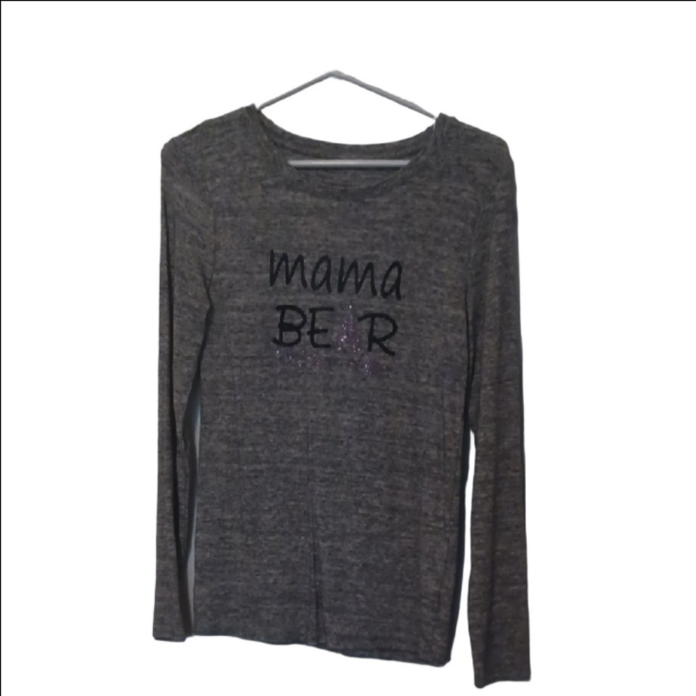 -- Merona Gray 'Mama Bear' Long Sleeve Shirt Women's Size Medium
